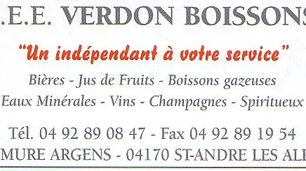 Carte de visite Verdon Boissons