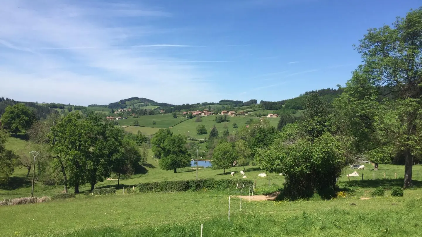 Vue sur la campagne environnante.