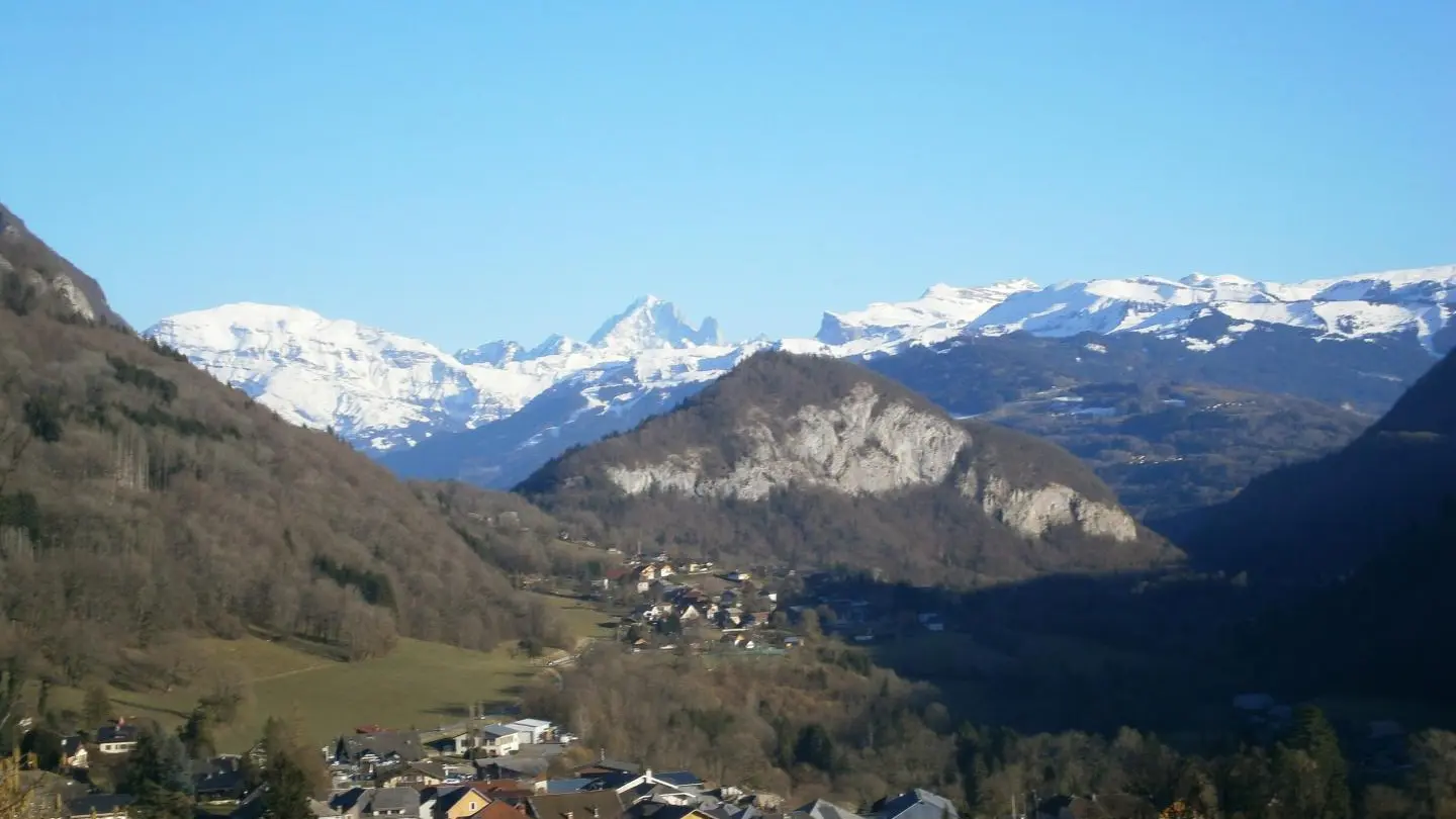 Vue sur les Alpes et le village