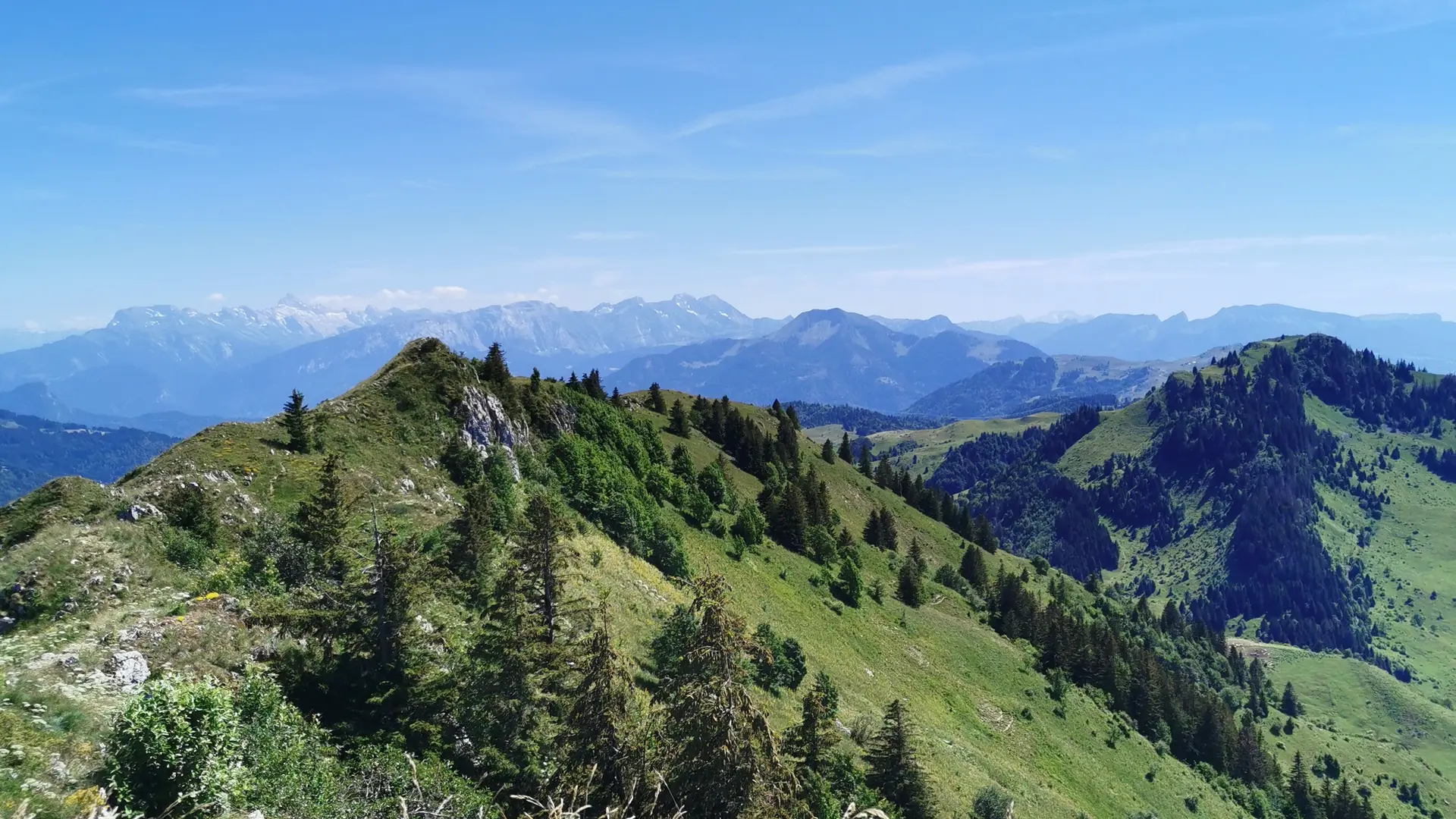 Crêtes d'Hirmentaz vue Mont-Blanc