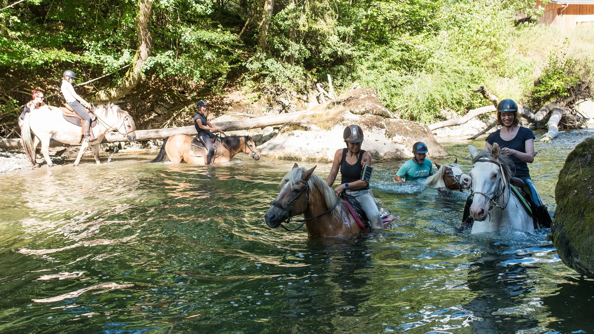 Horse riding with swimming