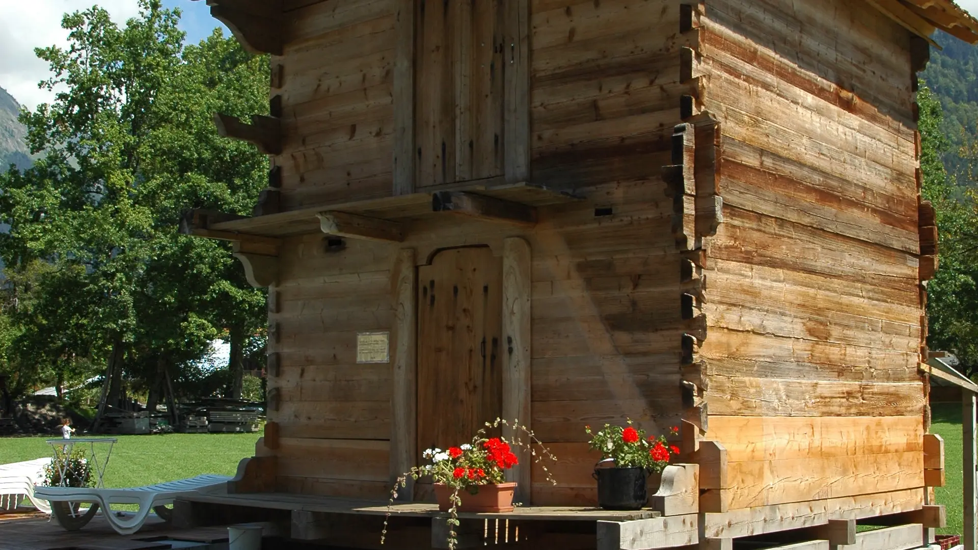 Vue sur petite cabane en été