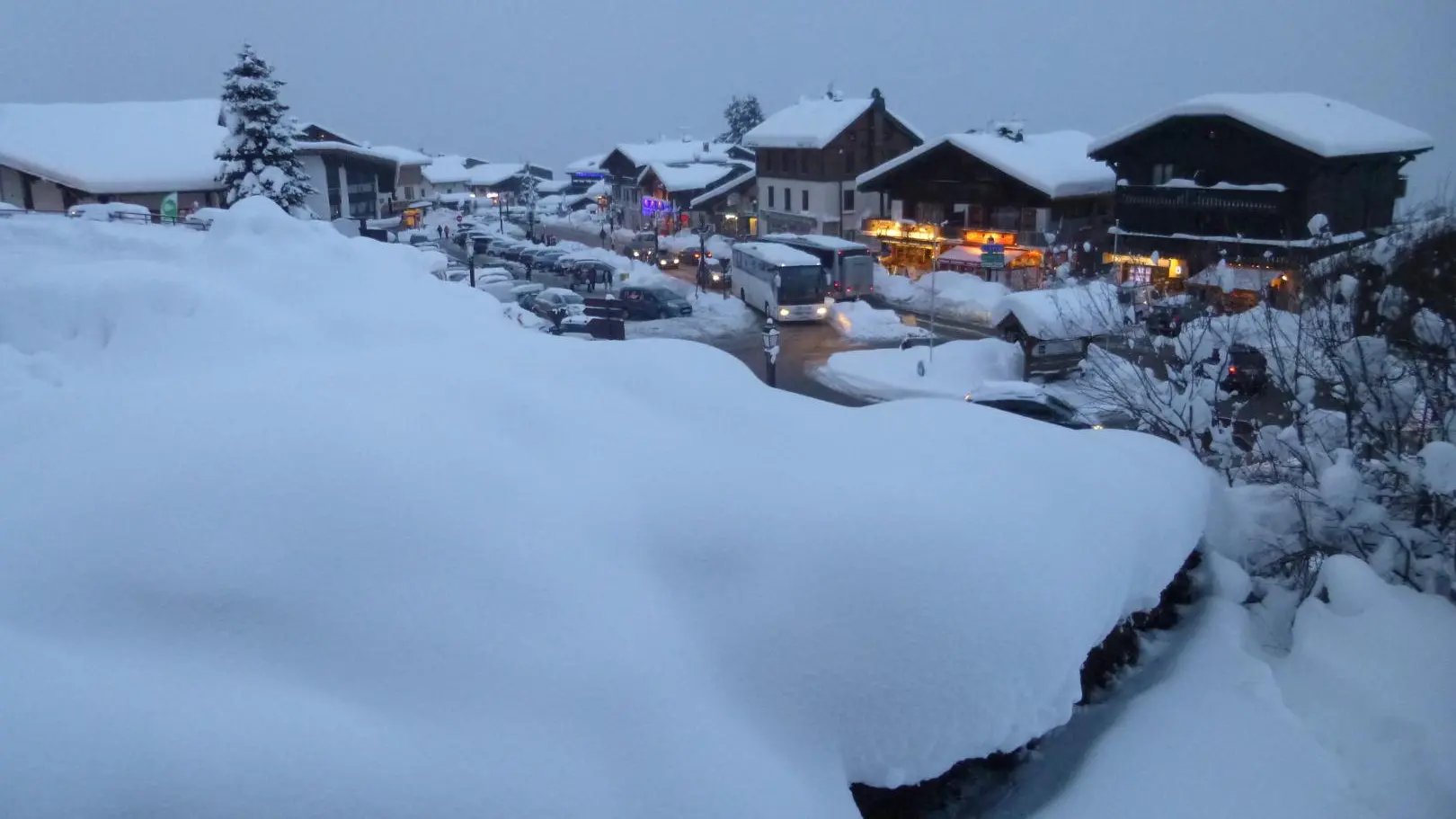 Le village de Combloux sous la neige en janvier 2015.