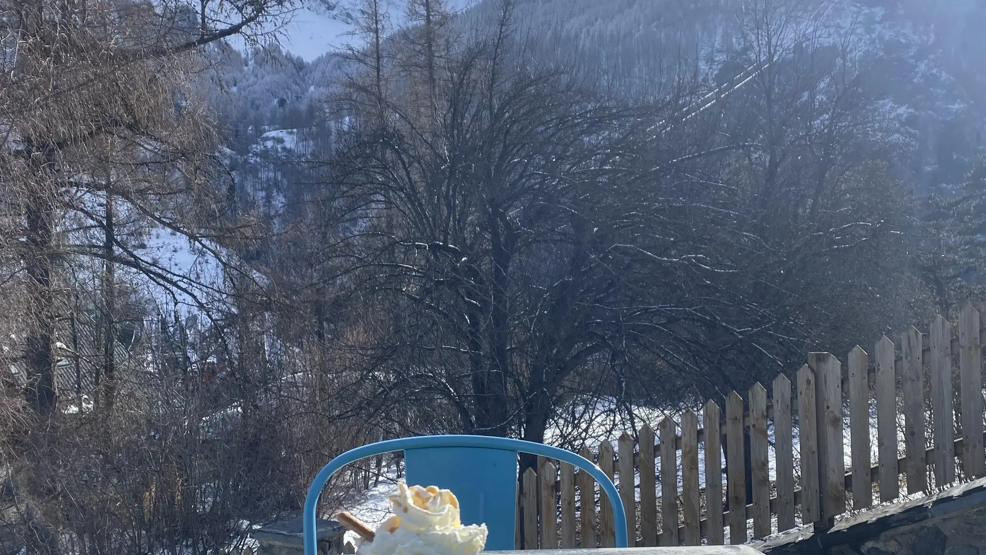 Terrasse face à la Meije