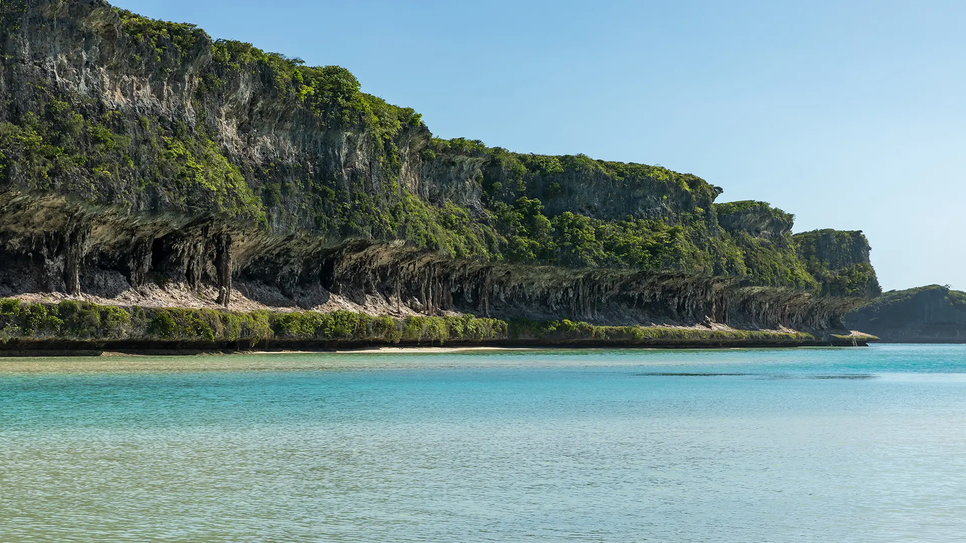 At the foot of the cliff