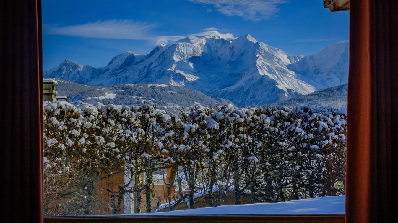 Vue Mont Blanc depuis salon en hiver