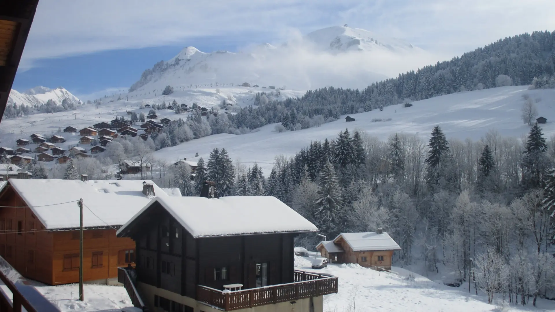 Vue depuis chalet hiver/View from the chalet winter-Fleurs des Alpes-Le Grand-Bornand