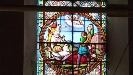 Vitrail représentant le martyre de Saint Etienne