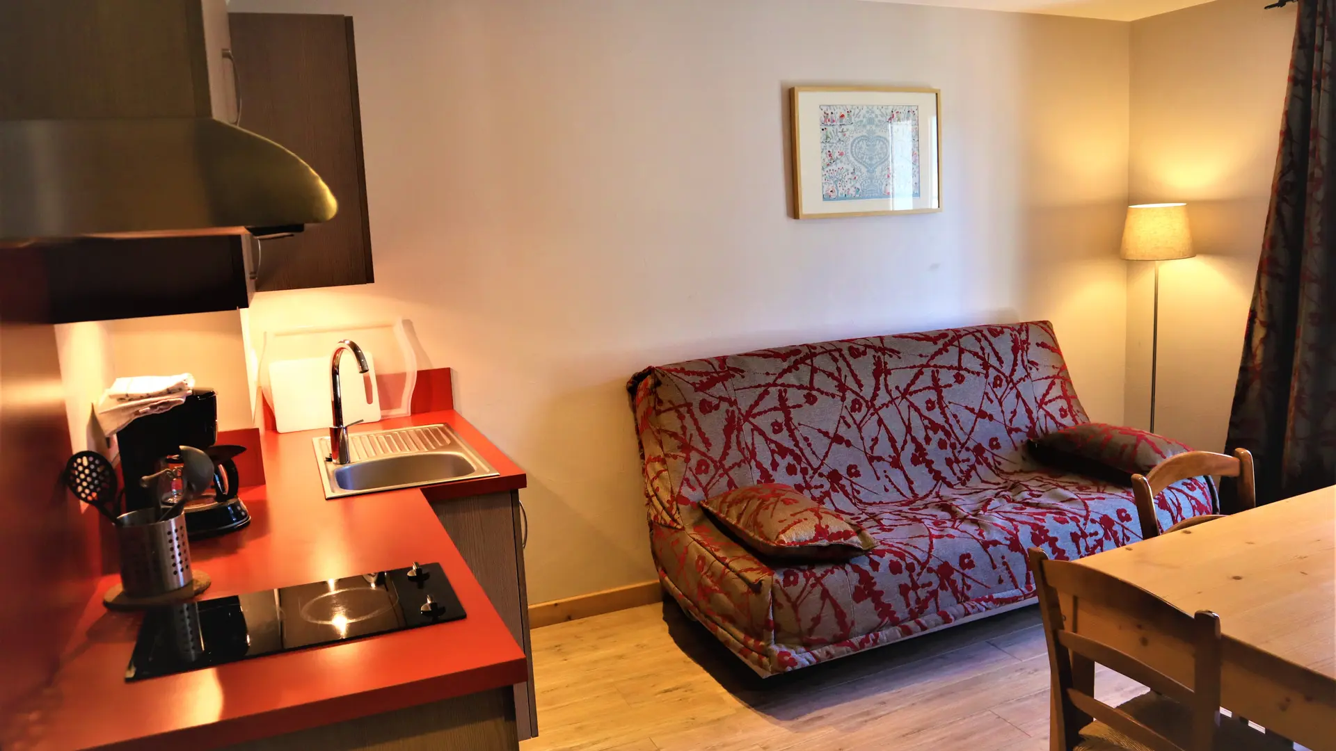 Appart'hôtel à l'hôtel de l'Hermitage -  Cuisine et couchage