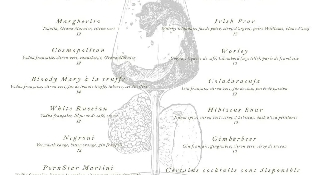 Terrae Truffe & Vin - carte des cocktails