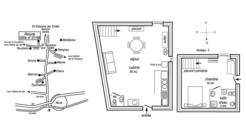 Gîte Le Rourois-Plan du gîte-Roure-Gîtes de France des Alpes-Maritimes