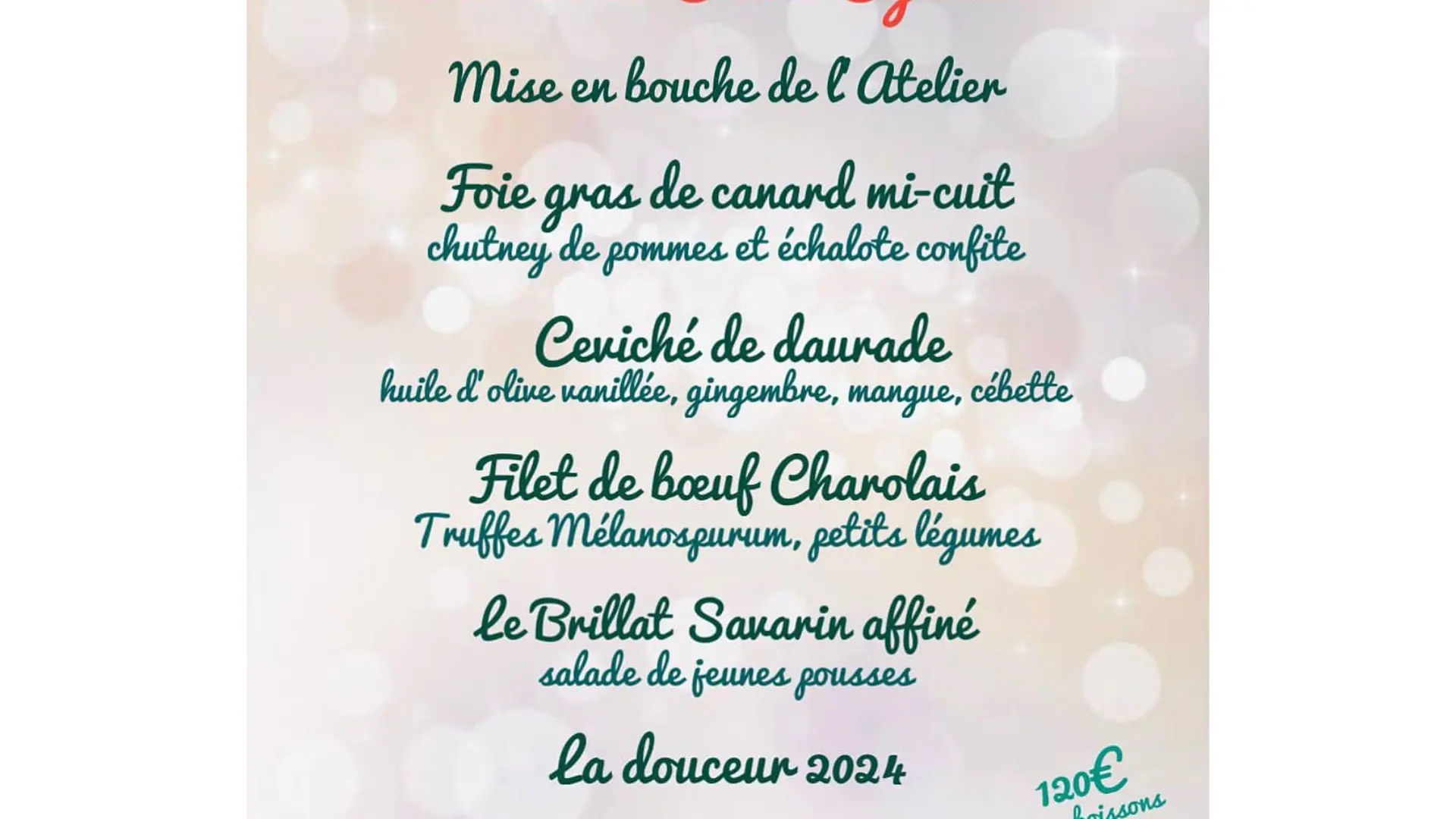 Menu Saint Sylvestre 2023