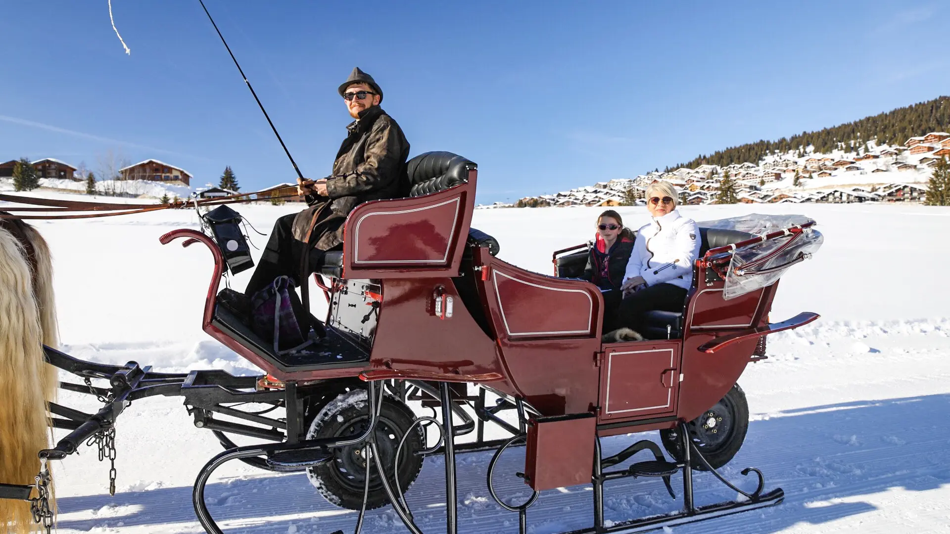 Calèche traîneaux sur neige