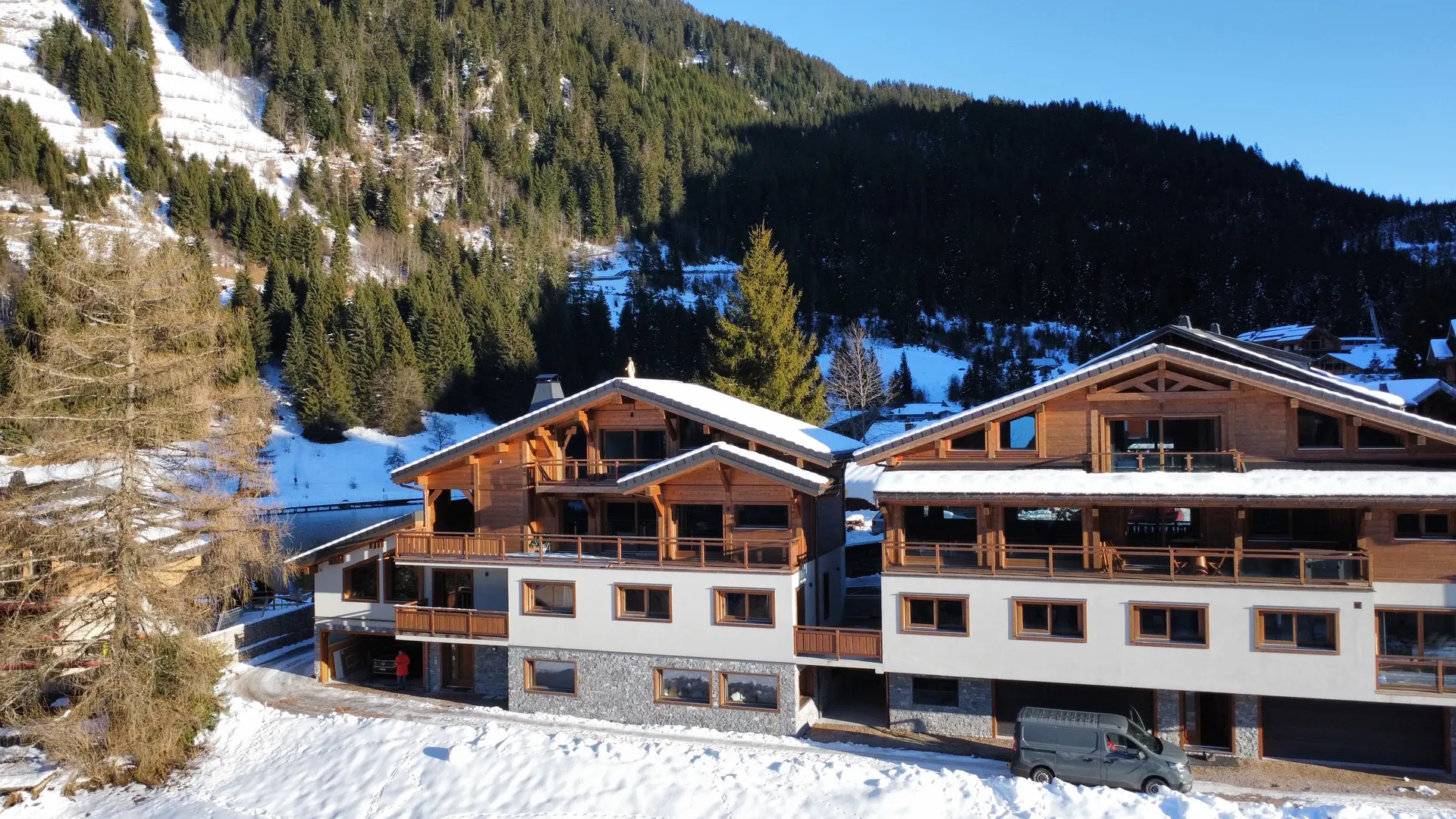 Vue chalet hiver