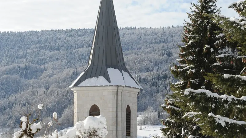 Gîte La Pierre à Sel, La station et les Monts Jura en second plan