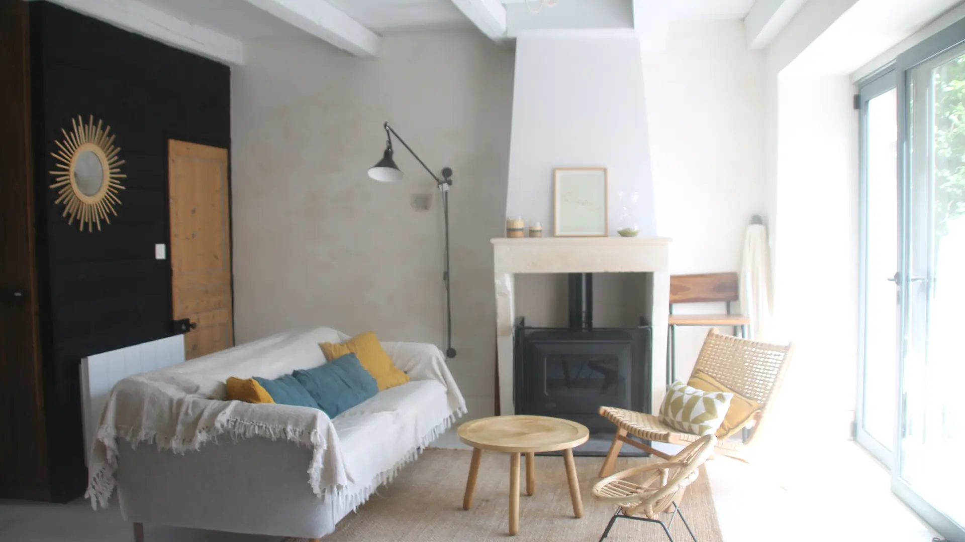 Living room with fireplace