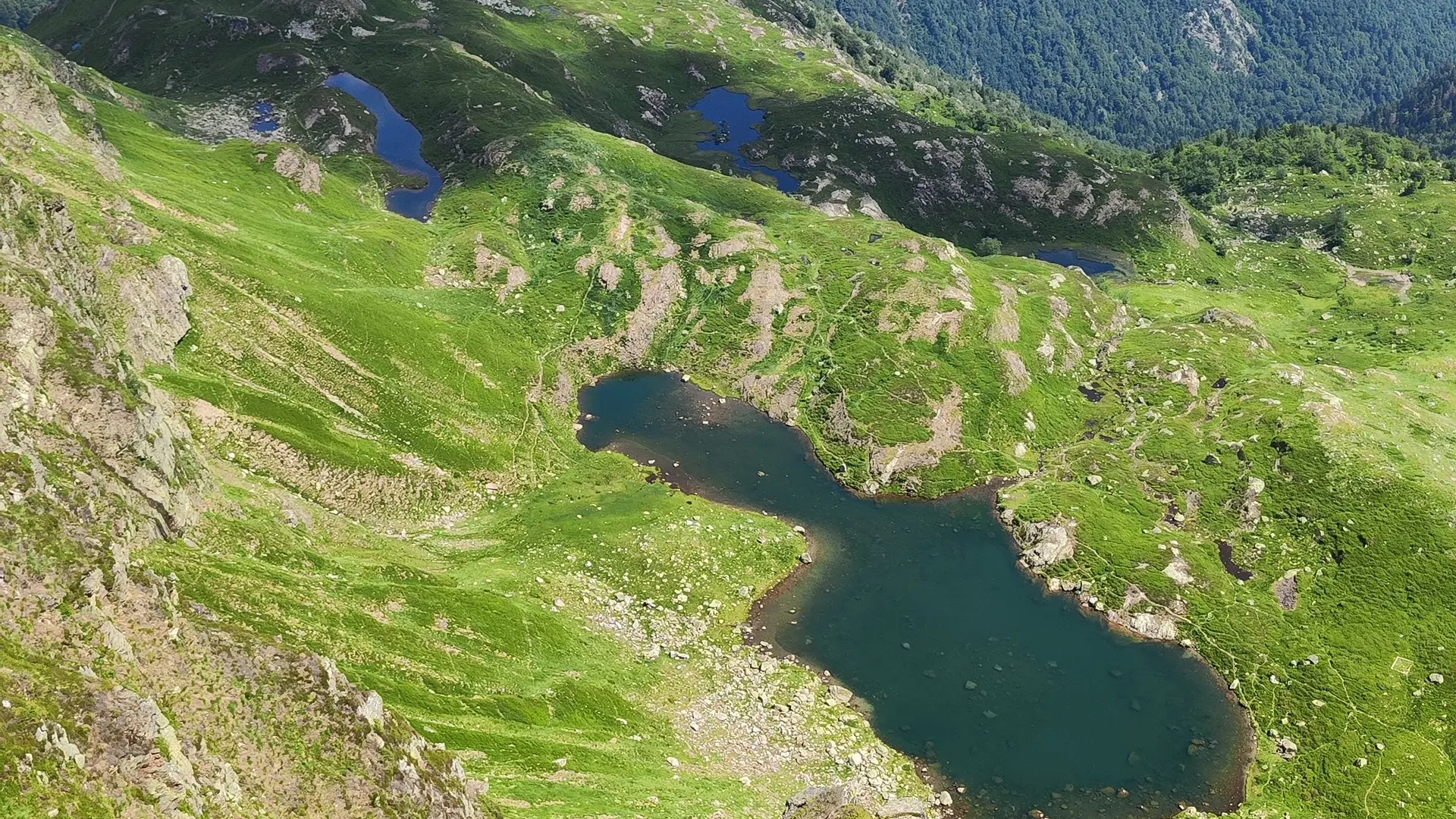 Vue plongeante sur l'étang