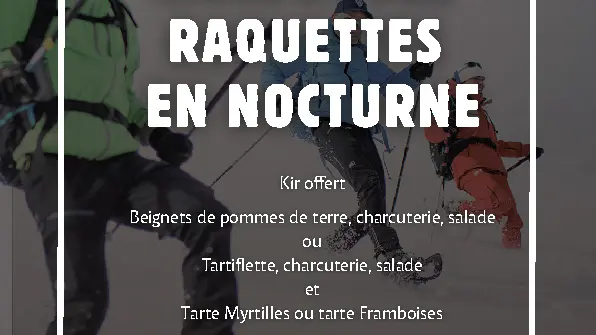 Snowshoeing by night and dinner at La Duche