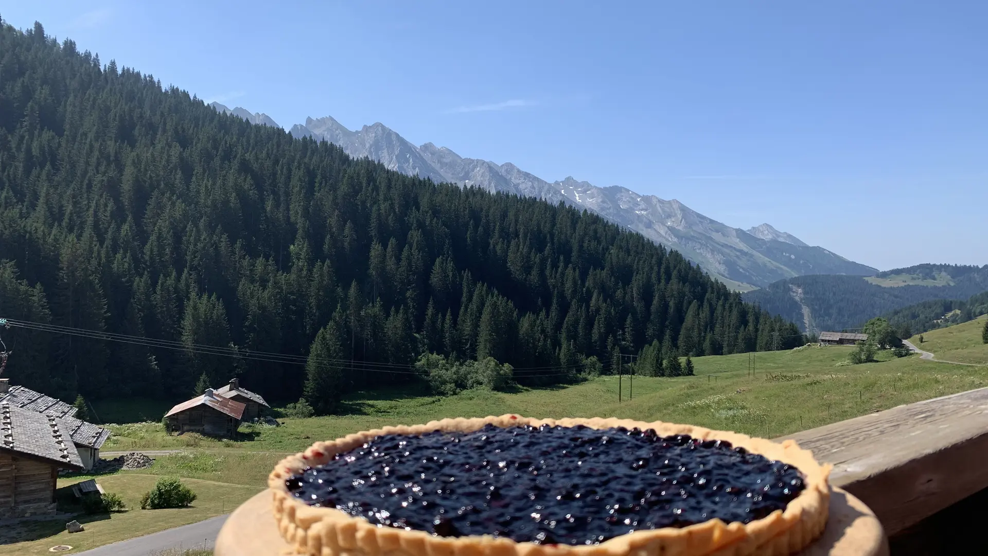 Tarte aux myrtilles au restaurant d'altitude La Duche
