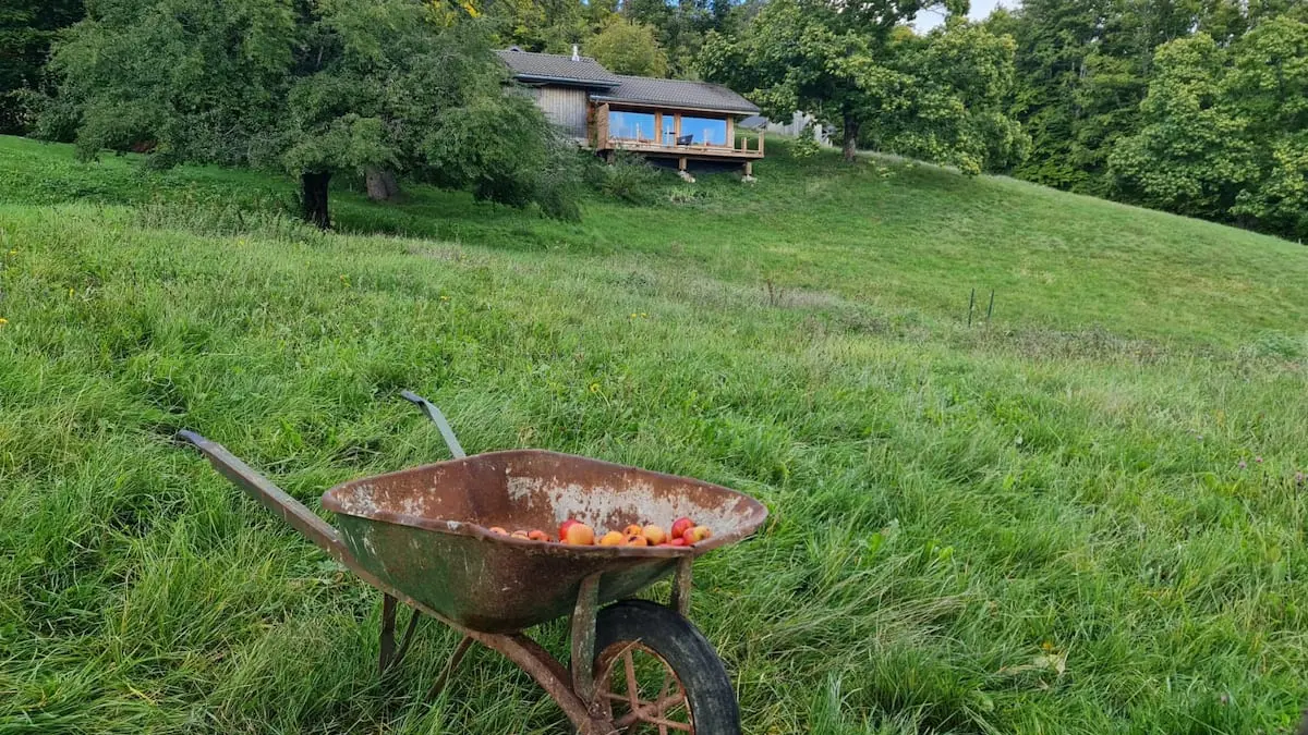vue sur la chambre depuis les champs environnants