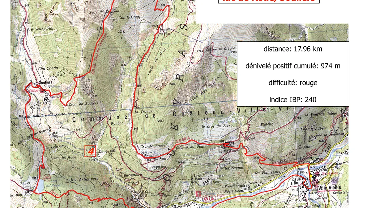 Boucle Ville-Vieille, lac de Roue, Souliers