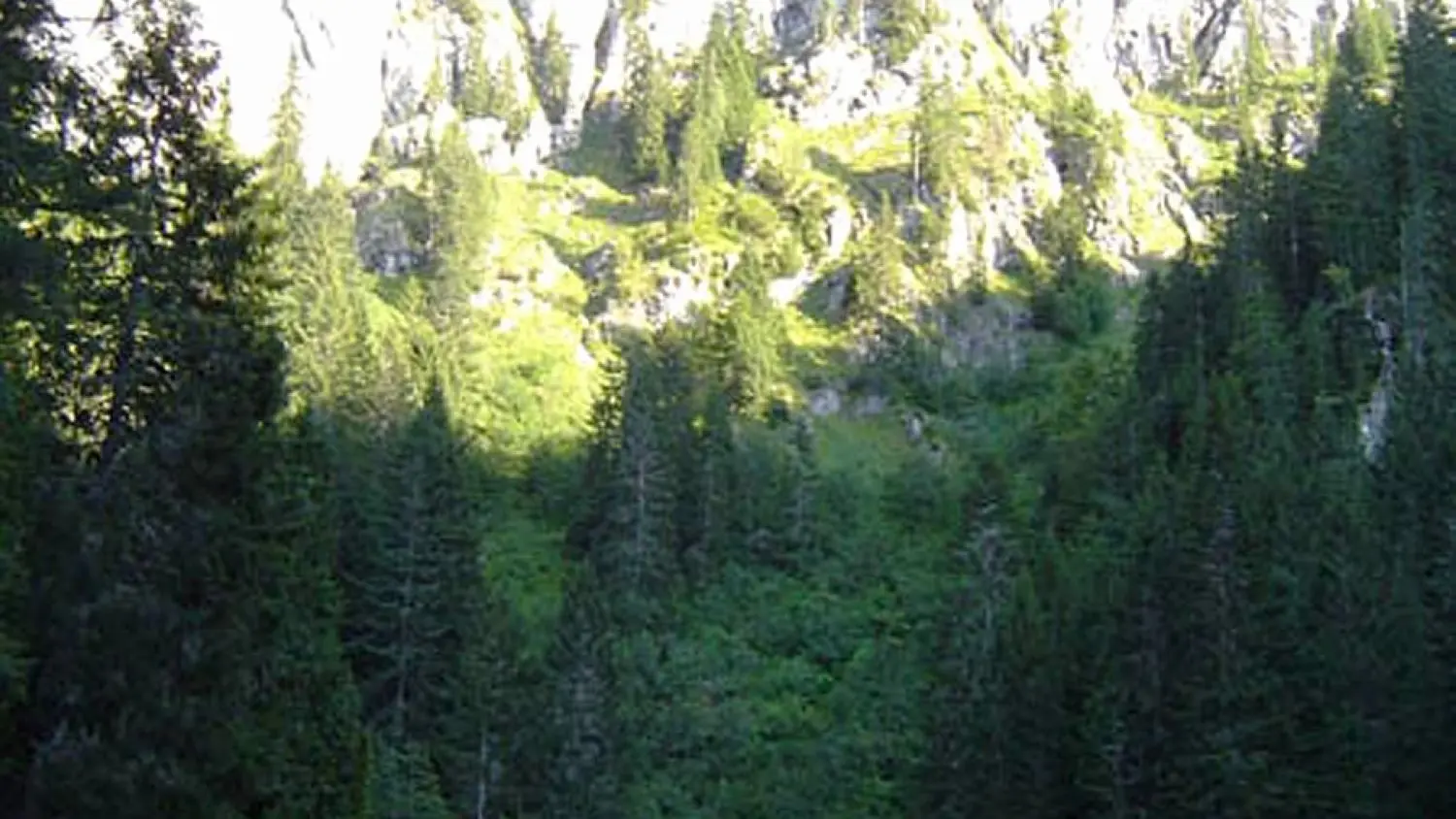 Lac au pied des falaises