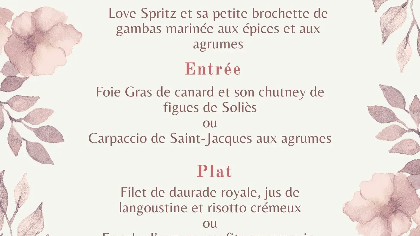 Menu Saint-Valentin