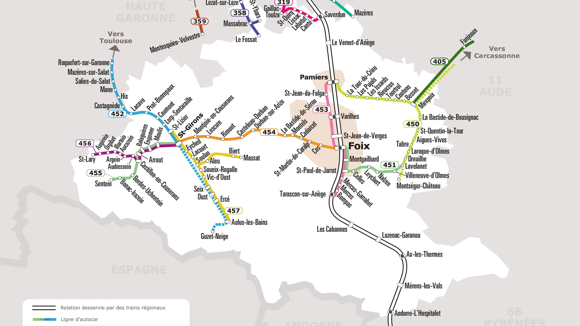 Plan réseau transport Ariège