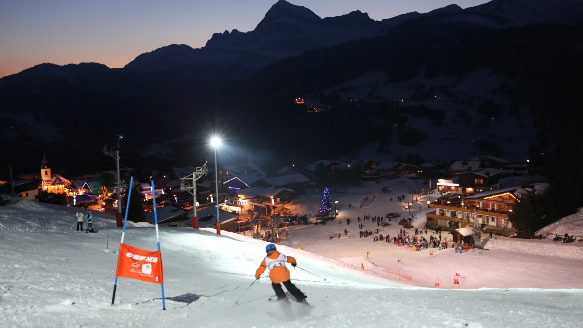 Piste de ski la nuit