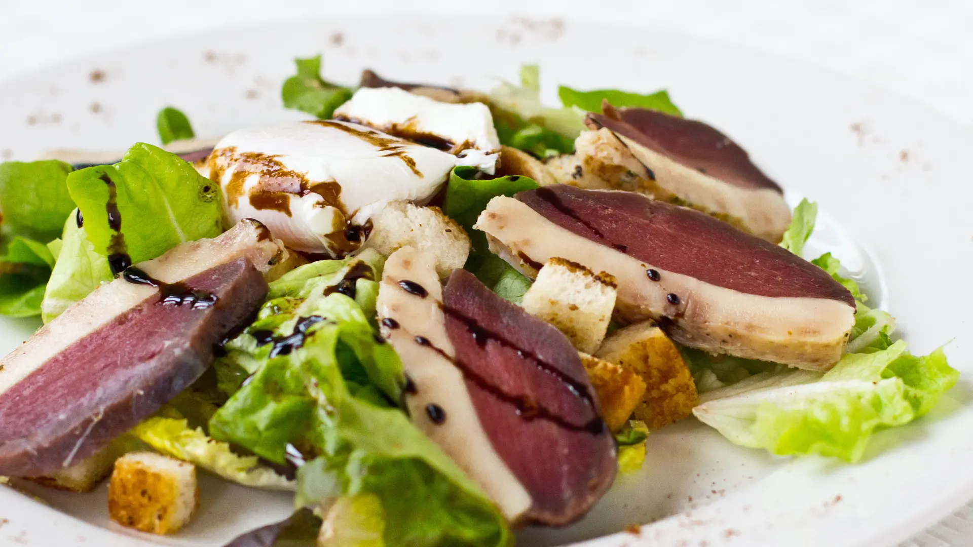Plat (salade avec magret de canard)