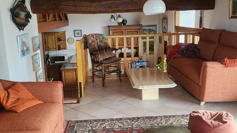 salon niveau 1 avec  vue sur le séjour