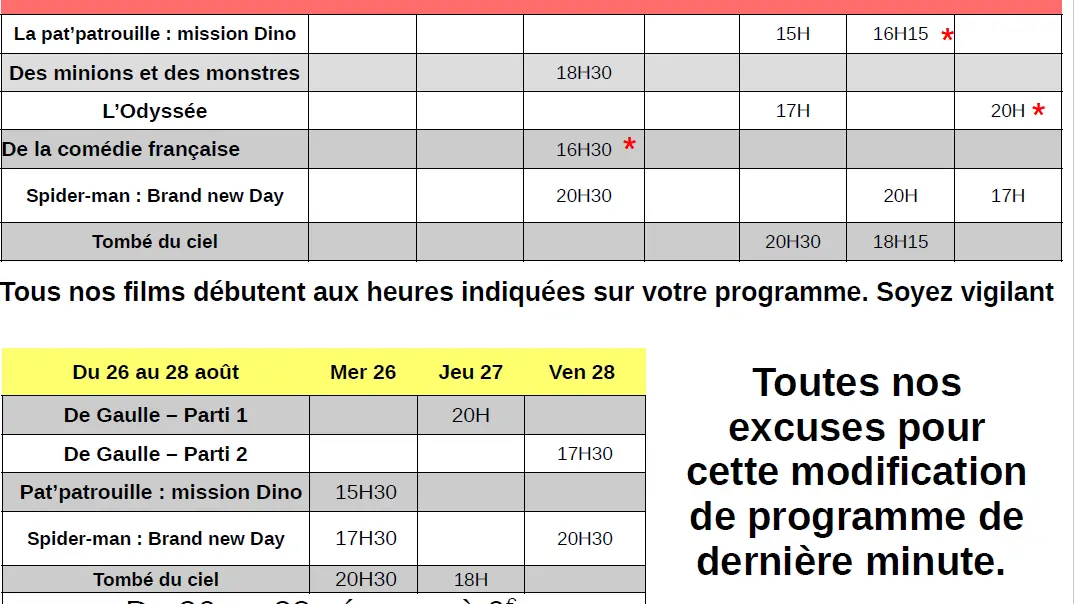 Programme Cinéma Le Poom_Orcières