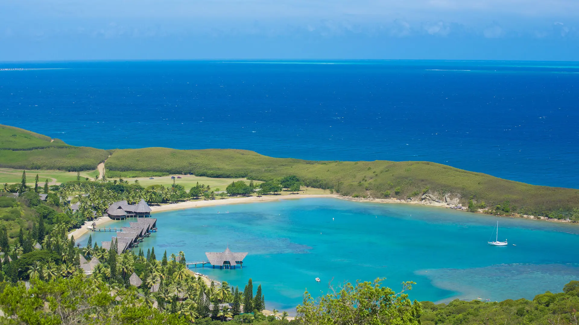 Aerial view of Kuendu Beach in Noumea