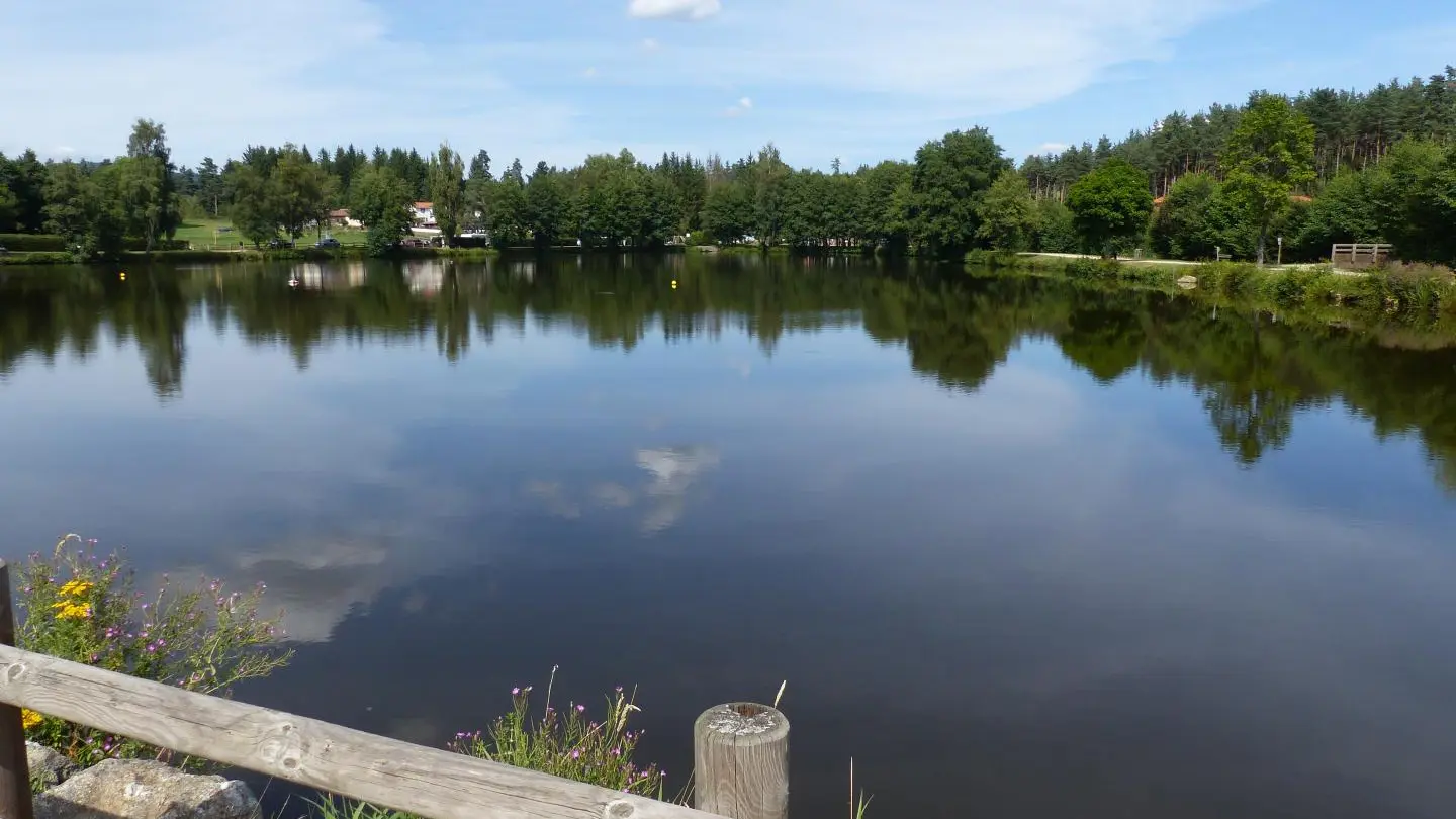 Plan d'eau d'Usson-en-Forez pour la pêche, avec coin baignade