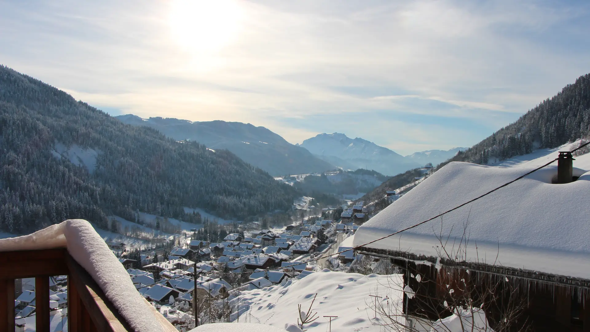 Vue depuis le balcon hiver/View from the balcony winter-Etche Ona n°1-Le Grand-Bornand