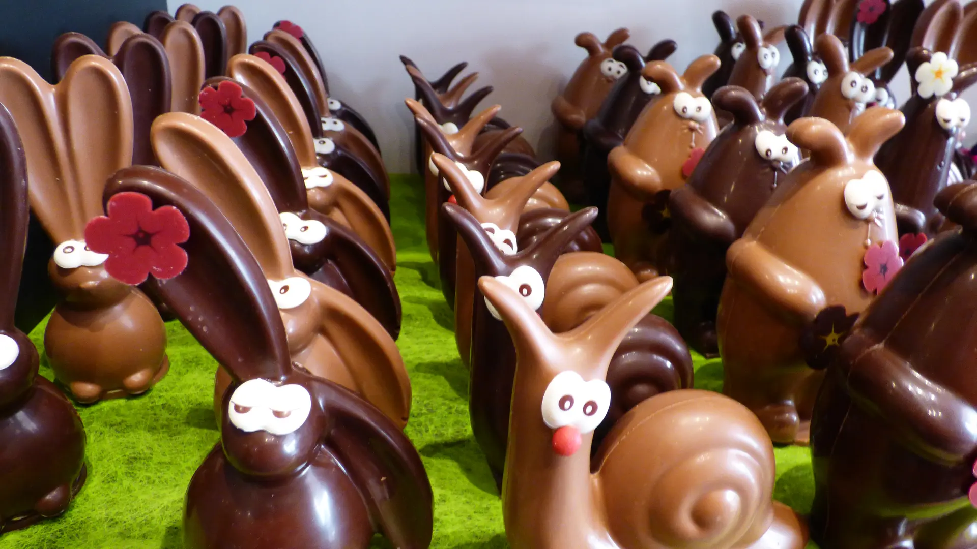 Escargots et lapins en chocolat
