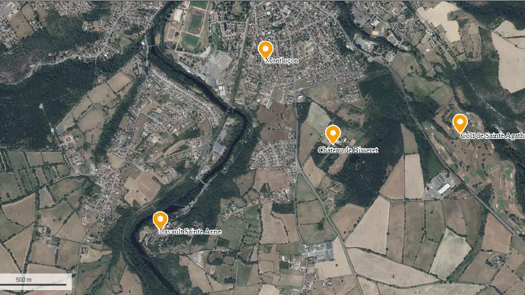 Le Domaine de Bisseret à Montluçon dans l'Allier en Auvergne - situation géographique