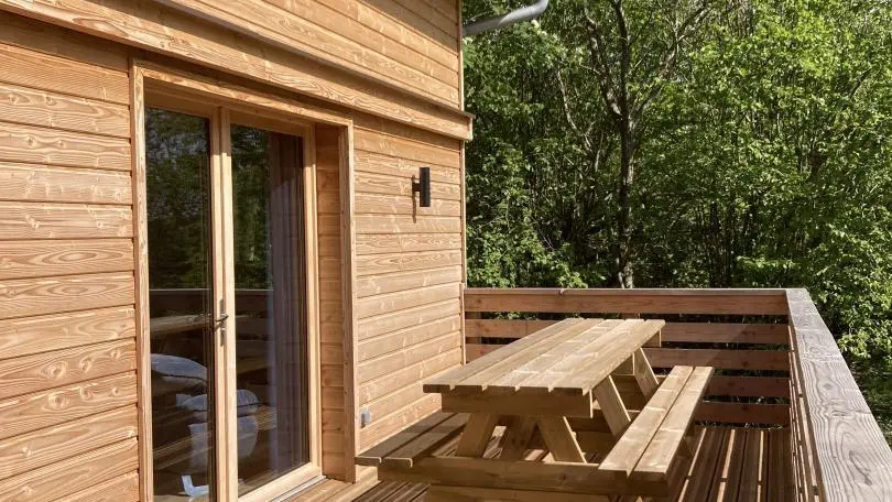 Terrasse privative du chalet.