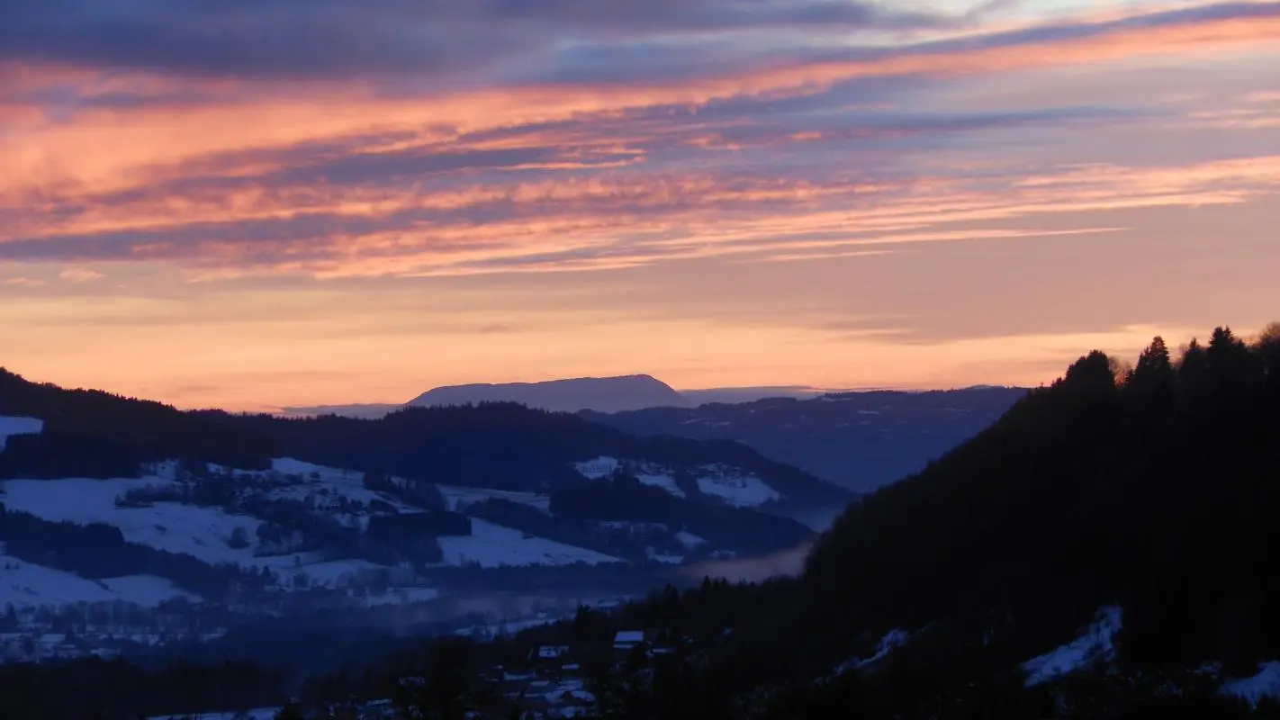 Coucher de soleil depuis le chalet