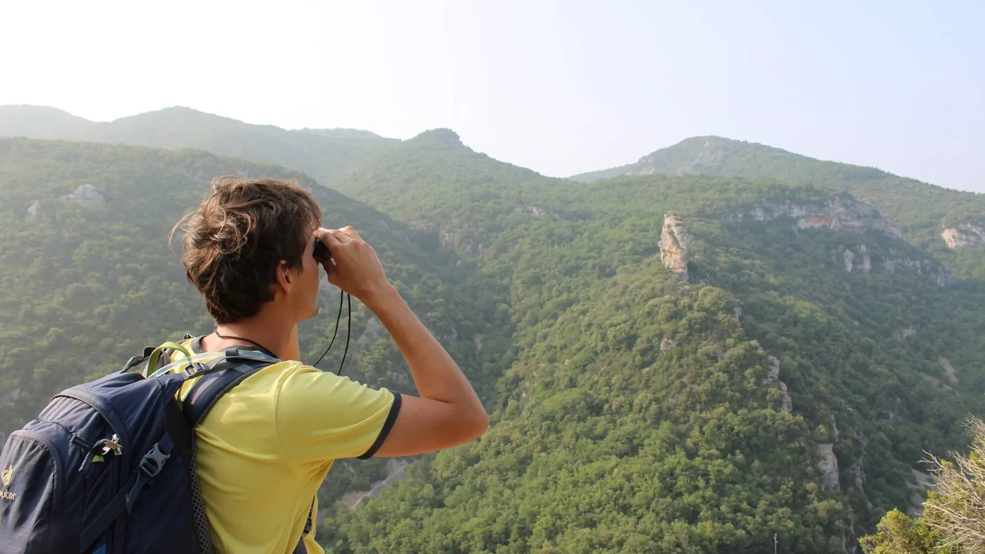 Rocher de l'Indien (ou l'Aiguille) depuis le sommet des falaises de Buoux