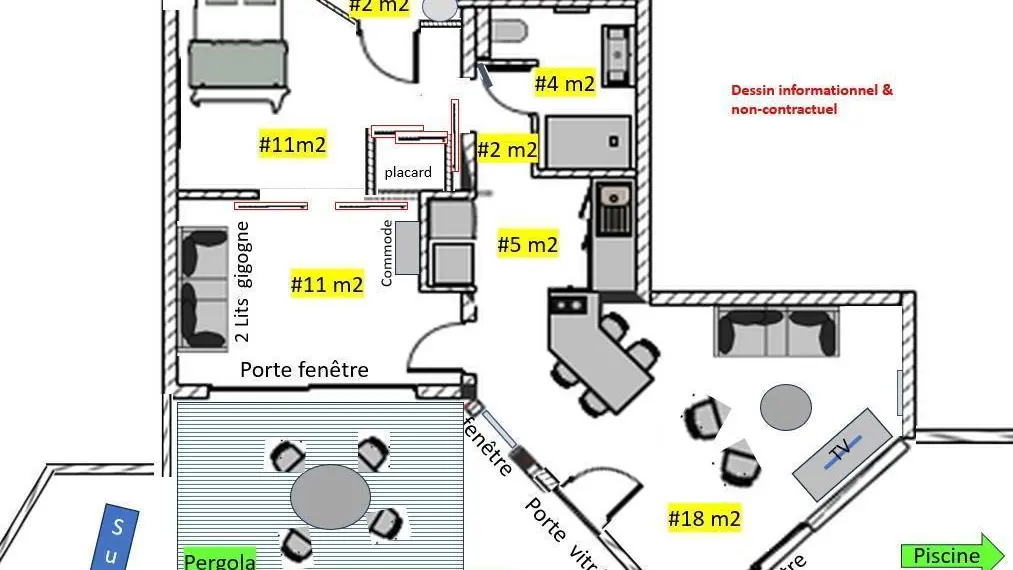 plan du gîte Macalinewa Gîtes de France Alpes-Maritimes Saint-Jeannet