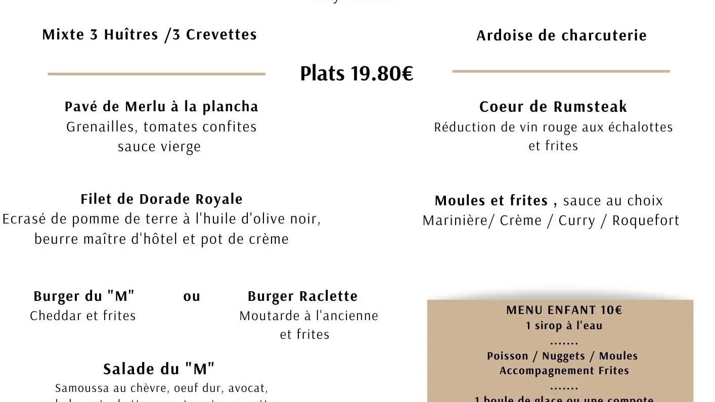 Gourmet Escape Menu