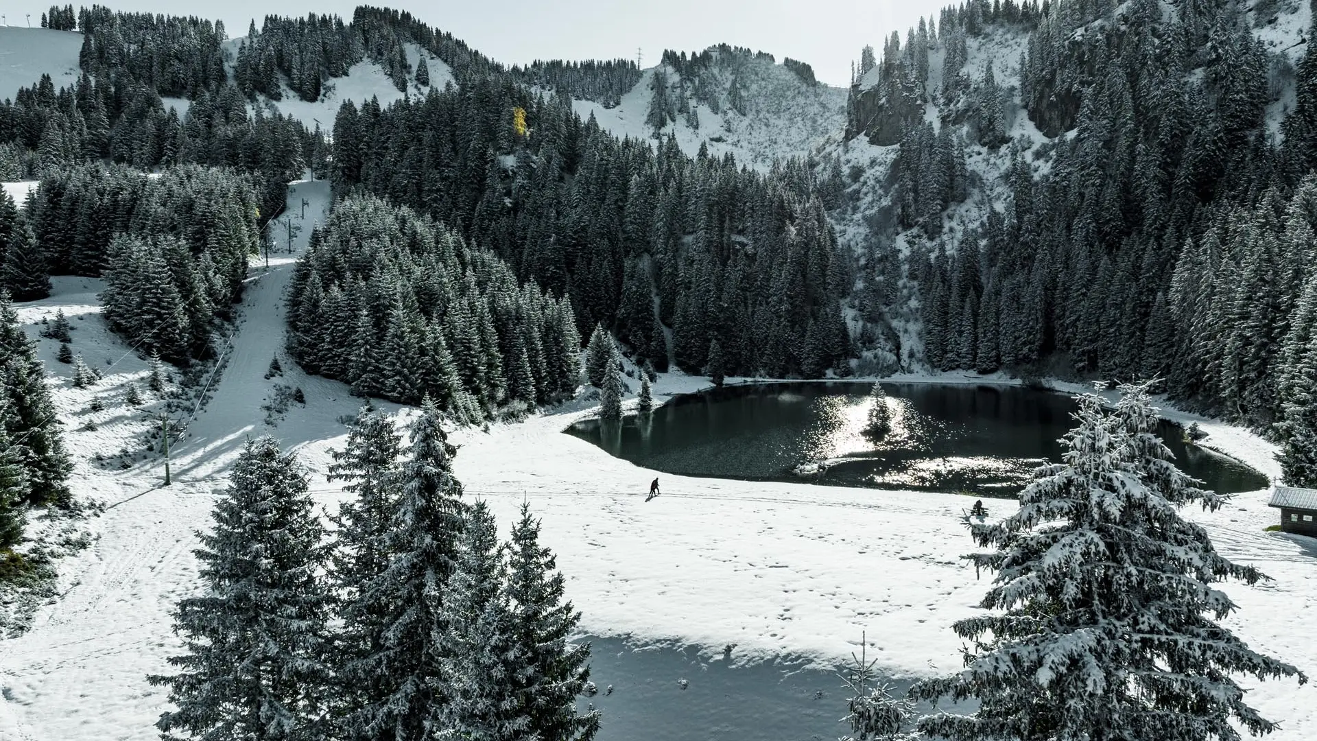 Le lac de la Mouille en hiver