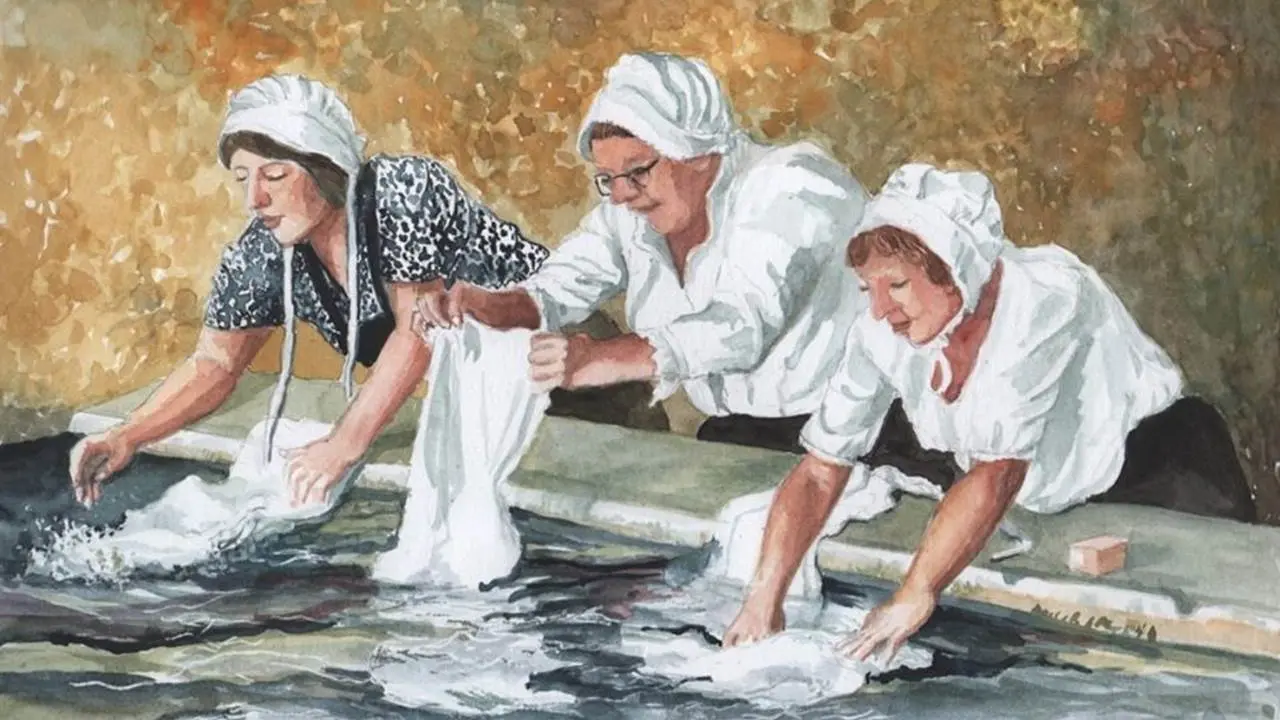 Peinture des femmes à la lessive annuelle