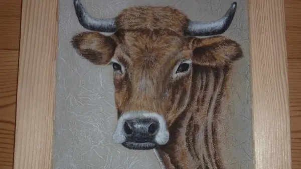 Décoration, peinture sur bois réalisée par le propriétaire, technique locale