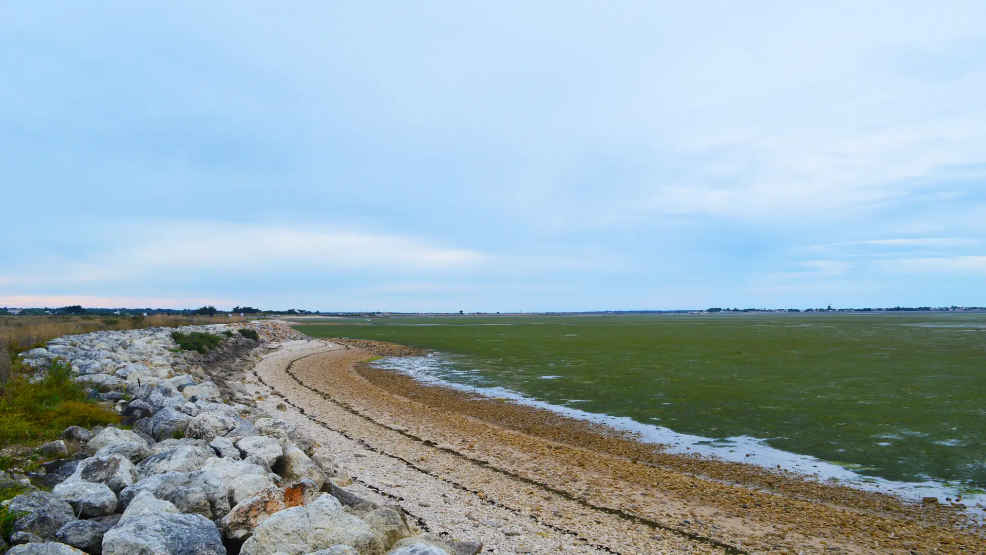 Plage à marée basse en direction de Loix