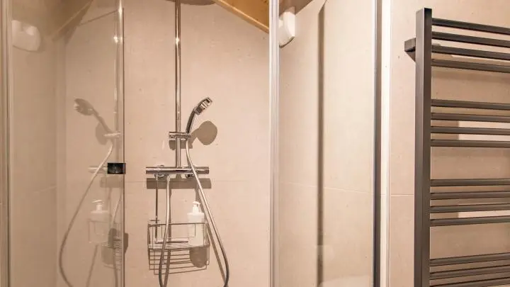 Salle de bain 3 avec plan vasque, douche et toilettes