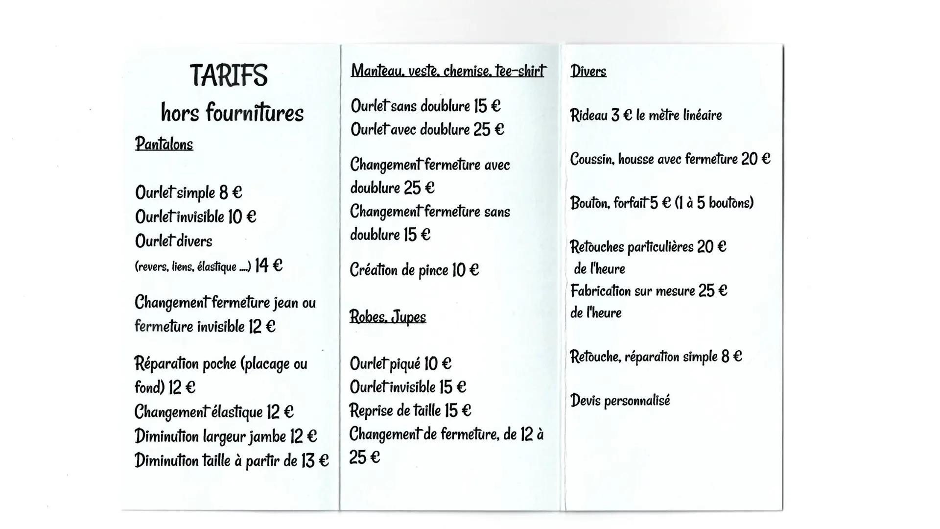 Tarifs