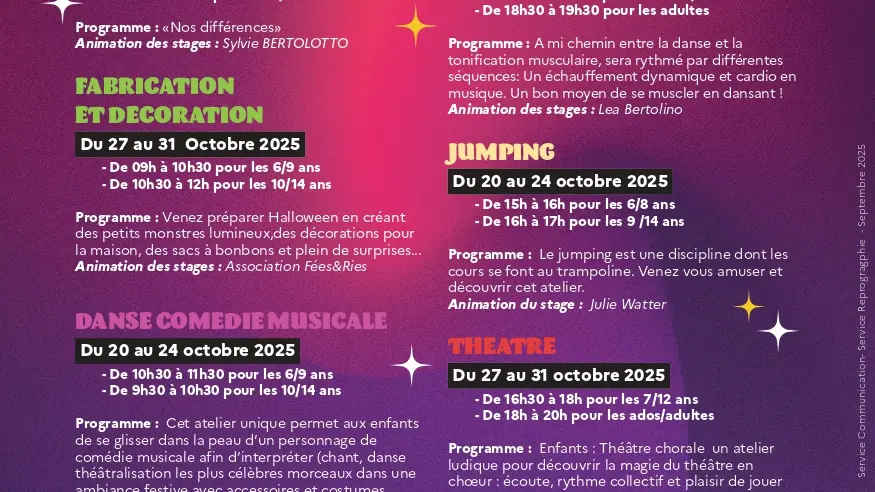 Stages vacances d'octobre  - Maison Jean Bouvet_La Seyne-sur-Mer