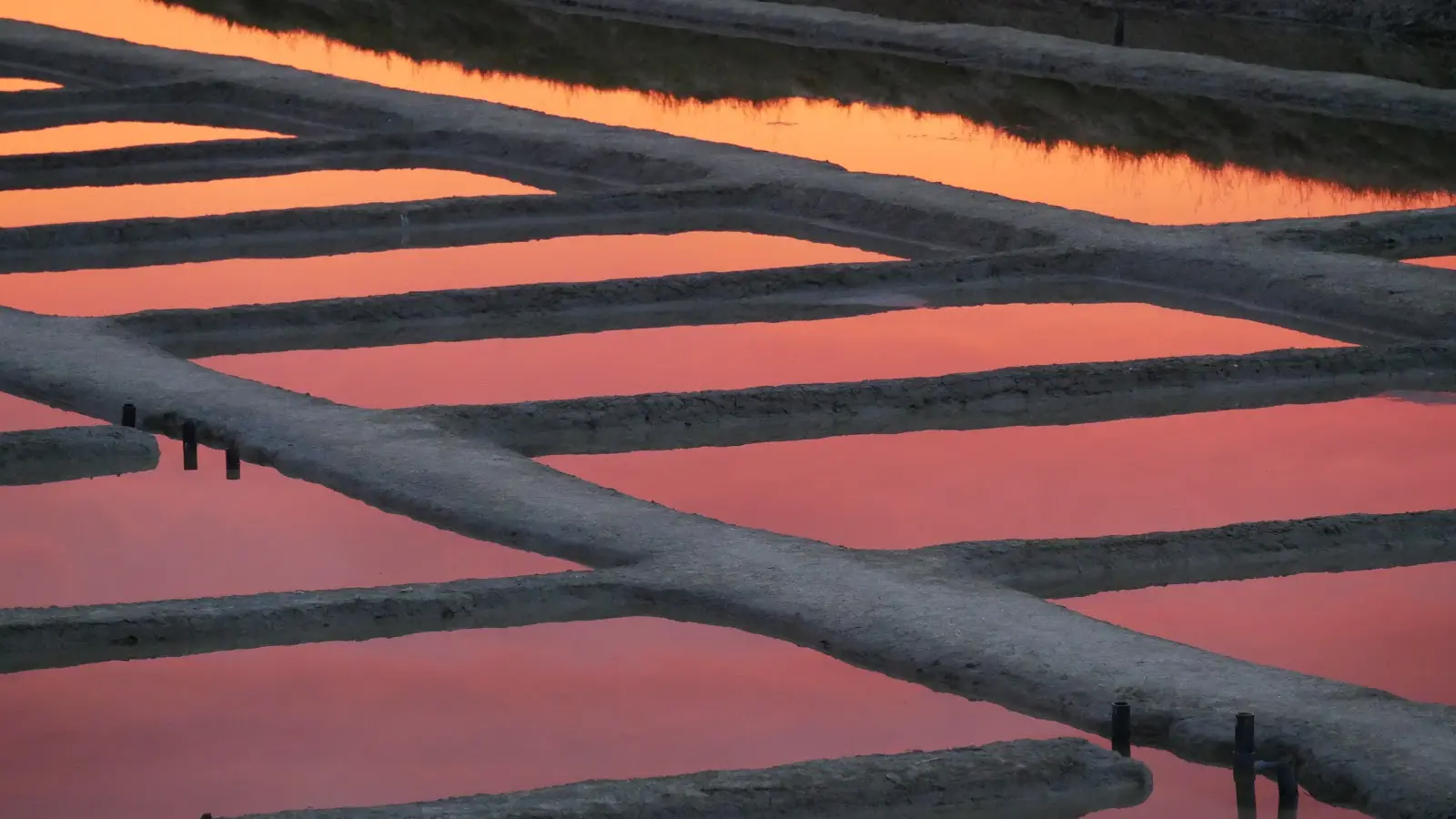 Marais salants au coucher du soleil